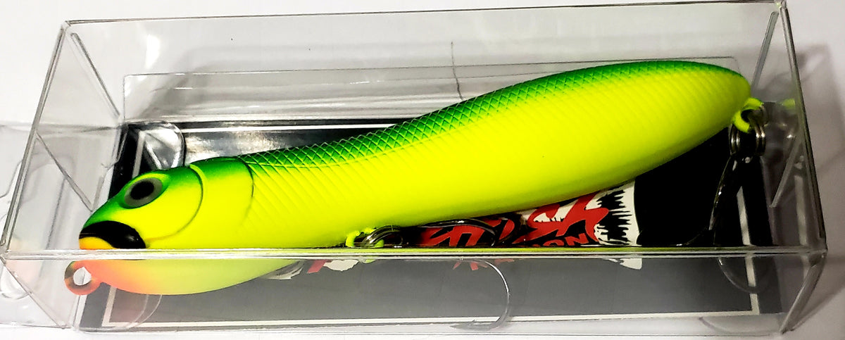 Peanut Black/Green cracked with Yellow Body - top water lure – Redfish  Nation