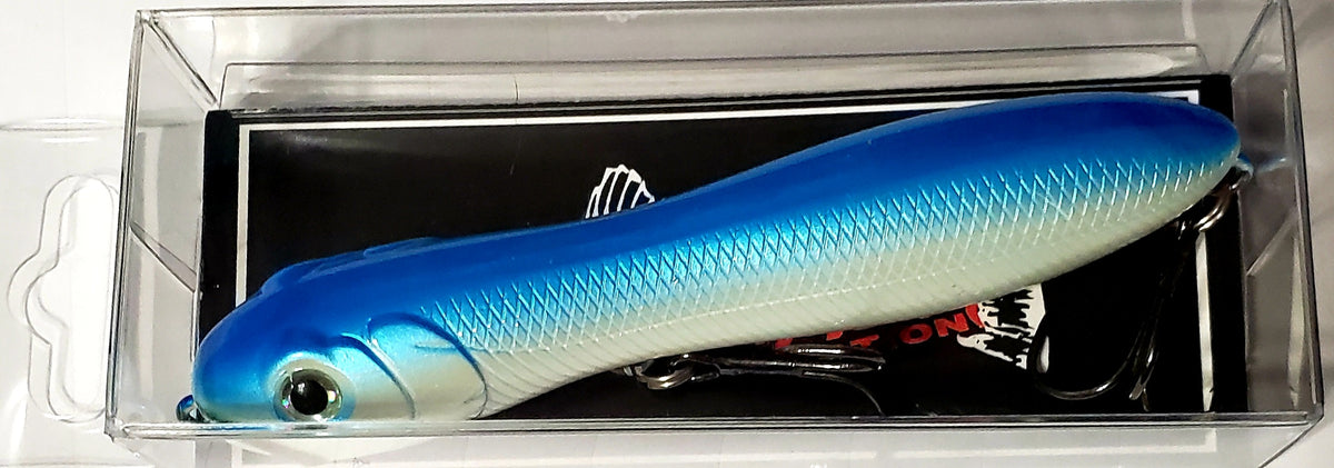 blue fish topwater lures Peanut Blue top, White center, orange bottom