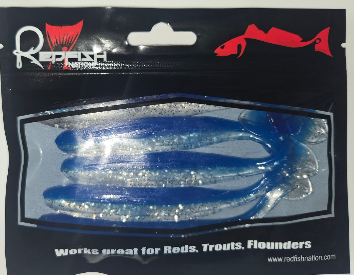 Soft Plastic Paddle Tail Lures 4 3/4"  - Slim Shady -  Blue Silver