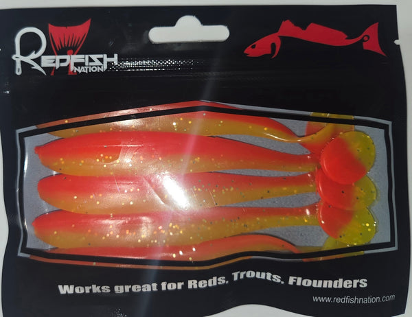 Extreme Action Paddle Tail Lures 4 3/4"  -  Orange / Yellow