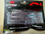 Redfish Nation 4" Split Body Paddle Tail Soft Plastic Lure - Black Glitter