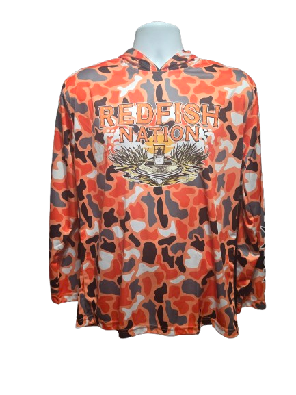 Redfish Nation Performance Redfish Shirt Original Camo Lime Orange