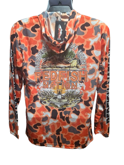 Redfish Nation Performance Redfish Shirt Original Camo Lime Orange