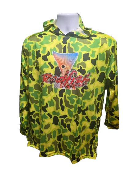 Redfish Nation Performance Redfish Shirt Original Camo Lime Green