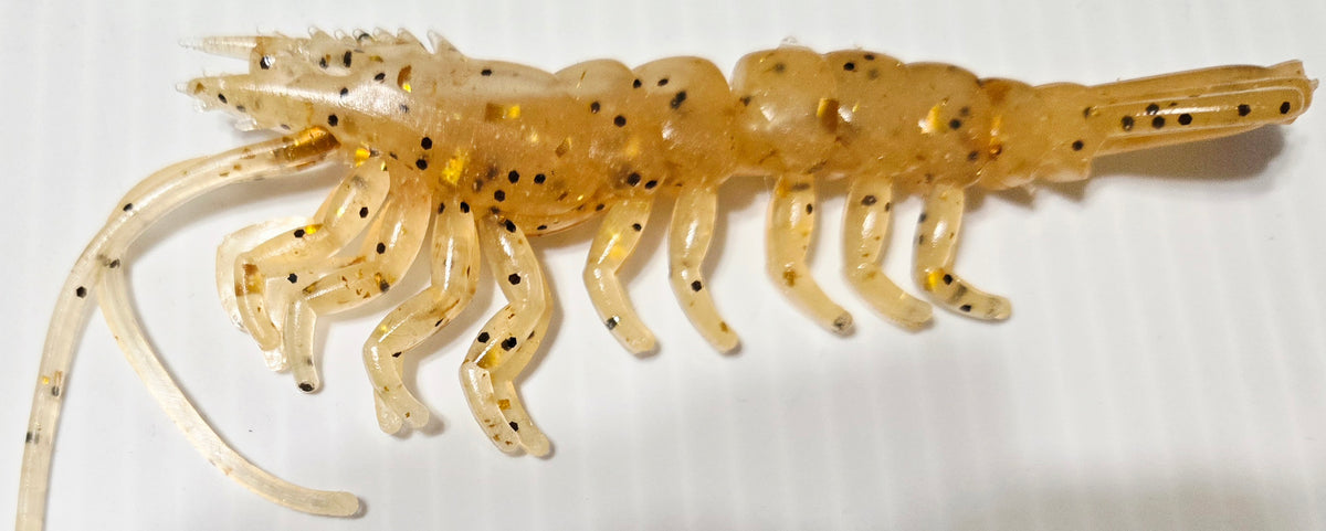 Realistic 4 1/4" Rattling UV Plastic Shrimp - Gold Flake