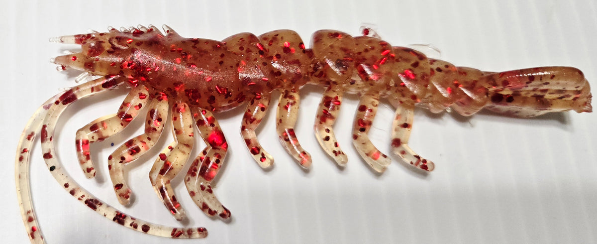 Realistic 4 1/4" Rattling UV Plastic Shrimp - Watermelon Red