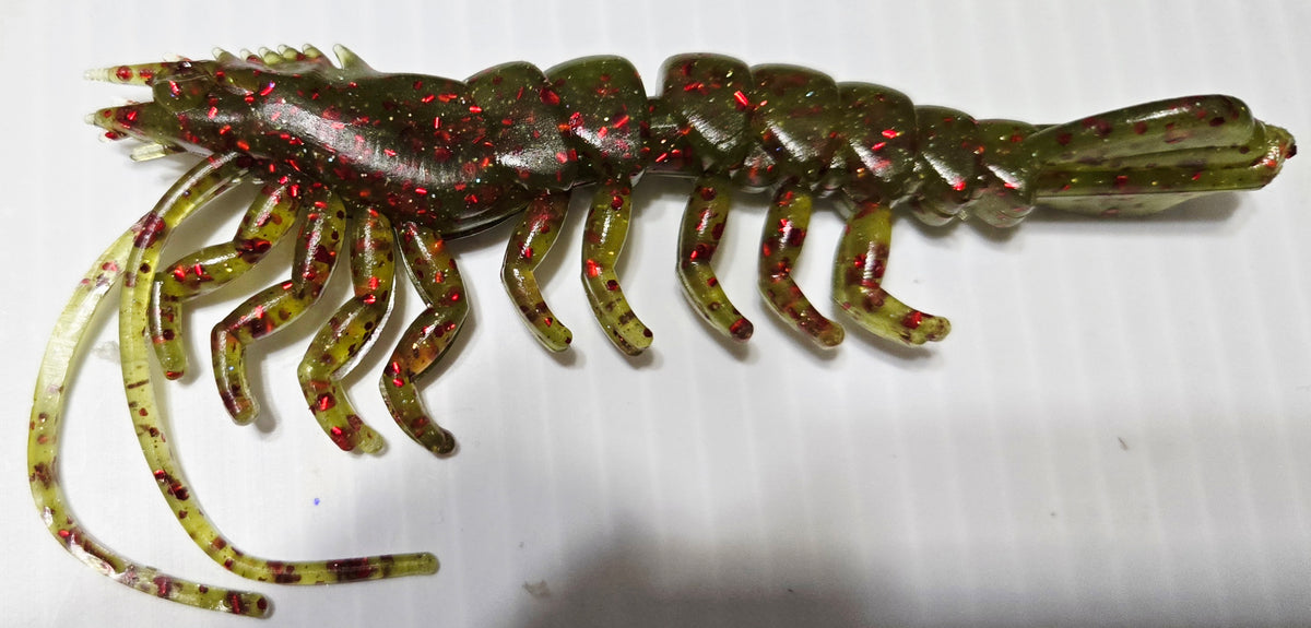 Realistic 4 1/4" Rattling UV Plastic Shrimp - Sea Green