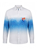 Button Up Pro RFN Performance Shirt White/Blue Design with Back Vents