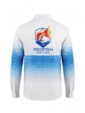 Button Up Pro RFN Performance Shirt White/Blue Design with Back Vents