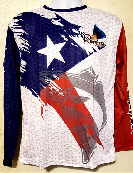 Texas Flag - Redfish Nation Performance Long Sleeve Shirt d23