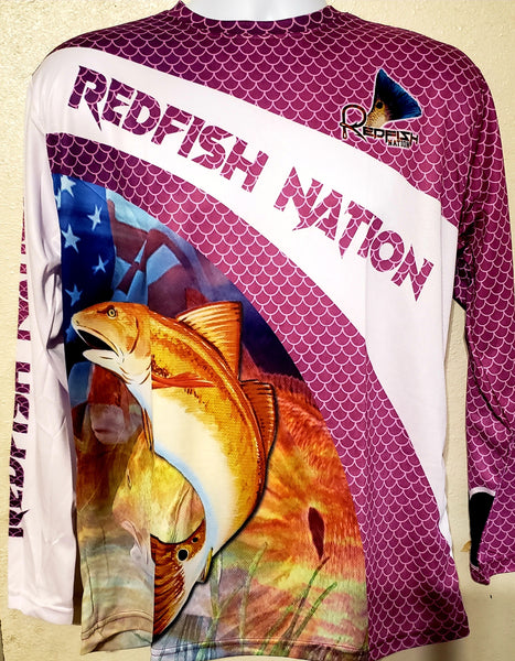 Purple Redfish - Redfish Nation Performance Long Sleeve Shirt d23