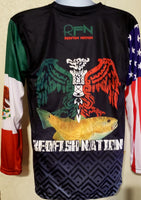 Mexican Flag Black- Redfish Nation Performance Long Sleeve Shirt