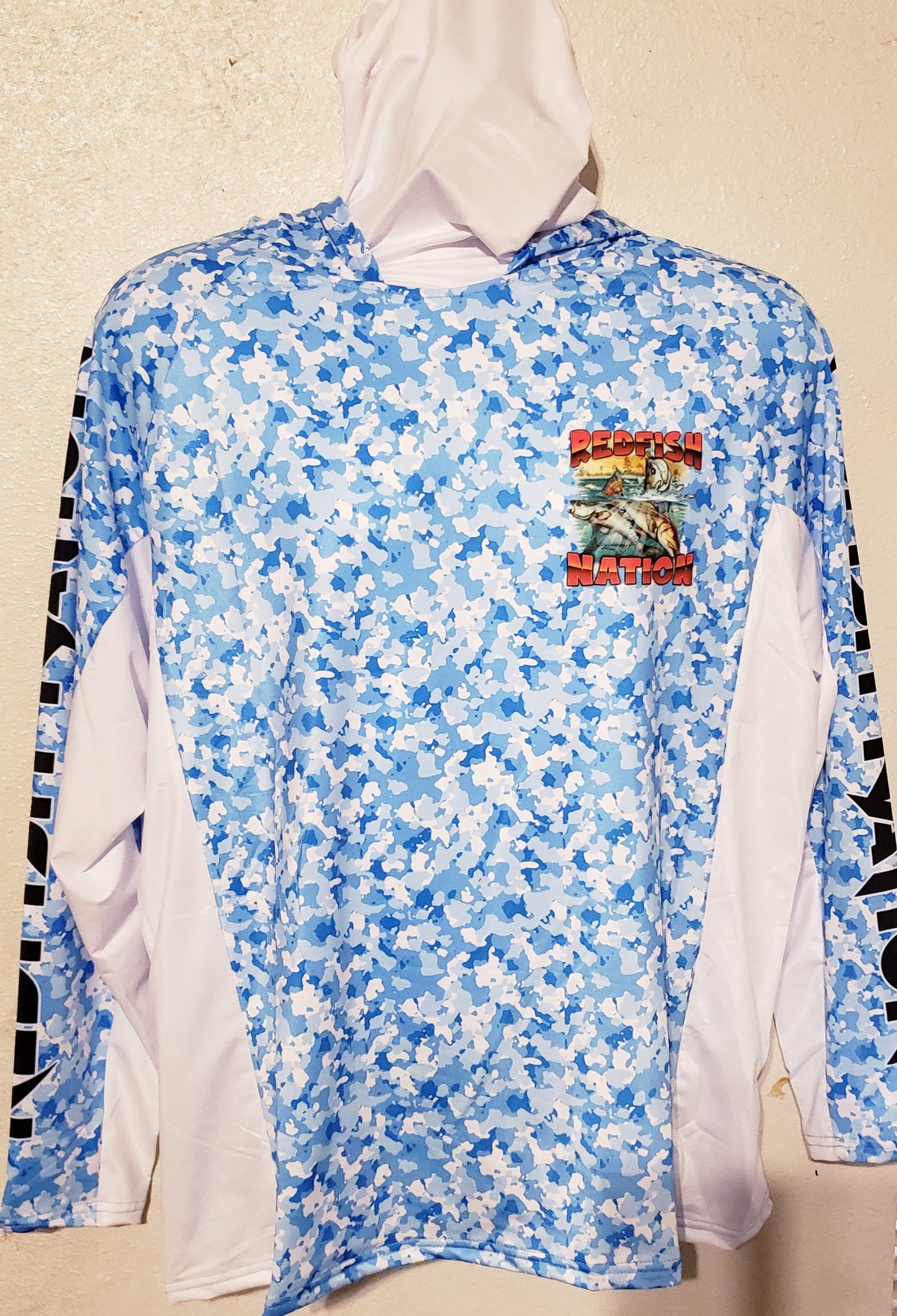 Hooded Royal Blue Build in Face Cover - Redfish Nation Performance Long Sleeve Shirt CH23