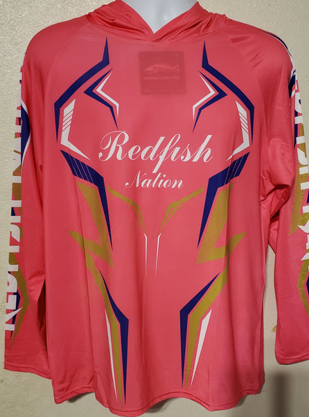 Hooded Hot Pink Passion - Redfish Nation Performance Long Sleeve Shirt CH23