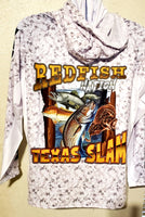 Hooded Grey/White w/ Build in Face Cover - Redfish Nation Performance Long Sleeve Shirt CH23