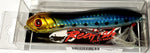 4" Peanut Blue and Gold Head Design top water lure
