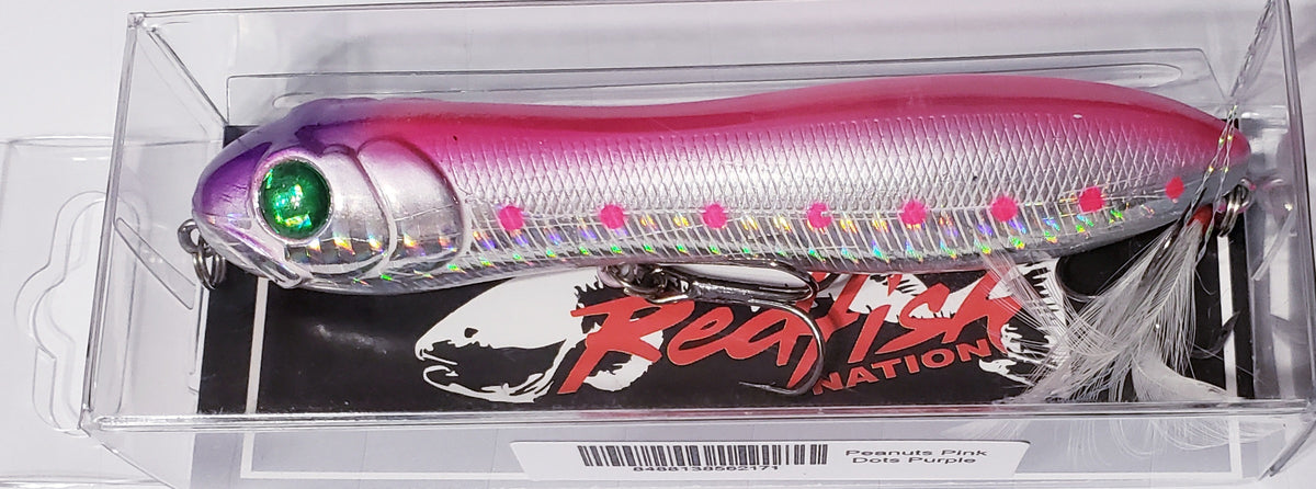 4" Peanut Pink Dots Purple Head top water lure