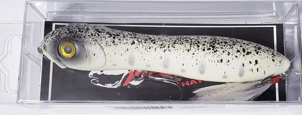 4" Peanut White with Black Speckled Design top water lure