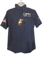 Button Up Pro Redfish Nation Performance Shirt Navy Blue