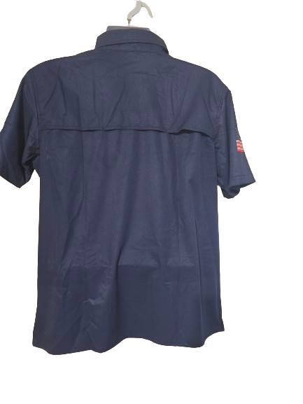 Button Up Pro Redfish Nation Performance Shirt Navy Blue