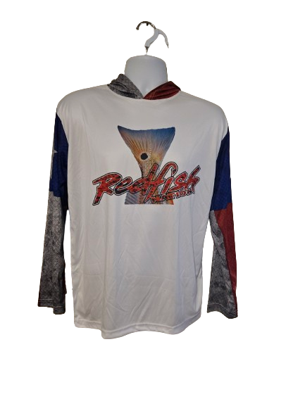 Redfish Nation Performance Long Sleeve Shirt Hooded Texas Red