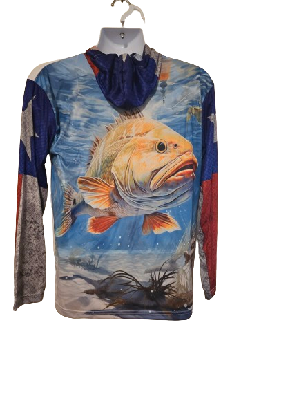 Redfish Nation Performance Long Sleeve Shirt Hooded Texas Red
