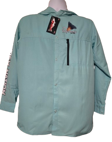 Snap-up Button Up Pro RFN Performance Shirt Seafoam Green Hooded