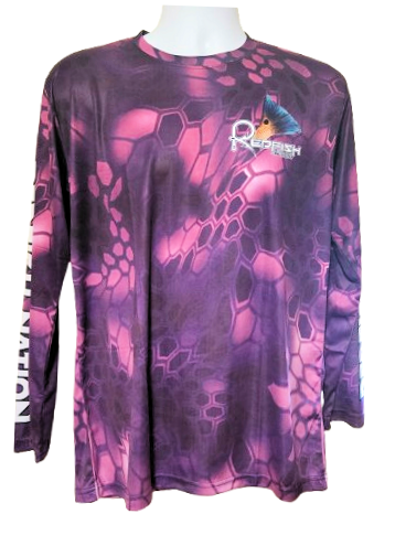 Redfish Nation Purple Camo performance shirt. 2025 edt.
