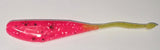 Wacky Tail Paddle Fishing Lure - Pink / Chartreuse Tail.