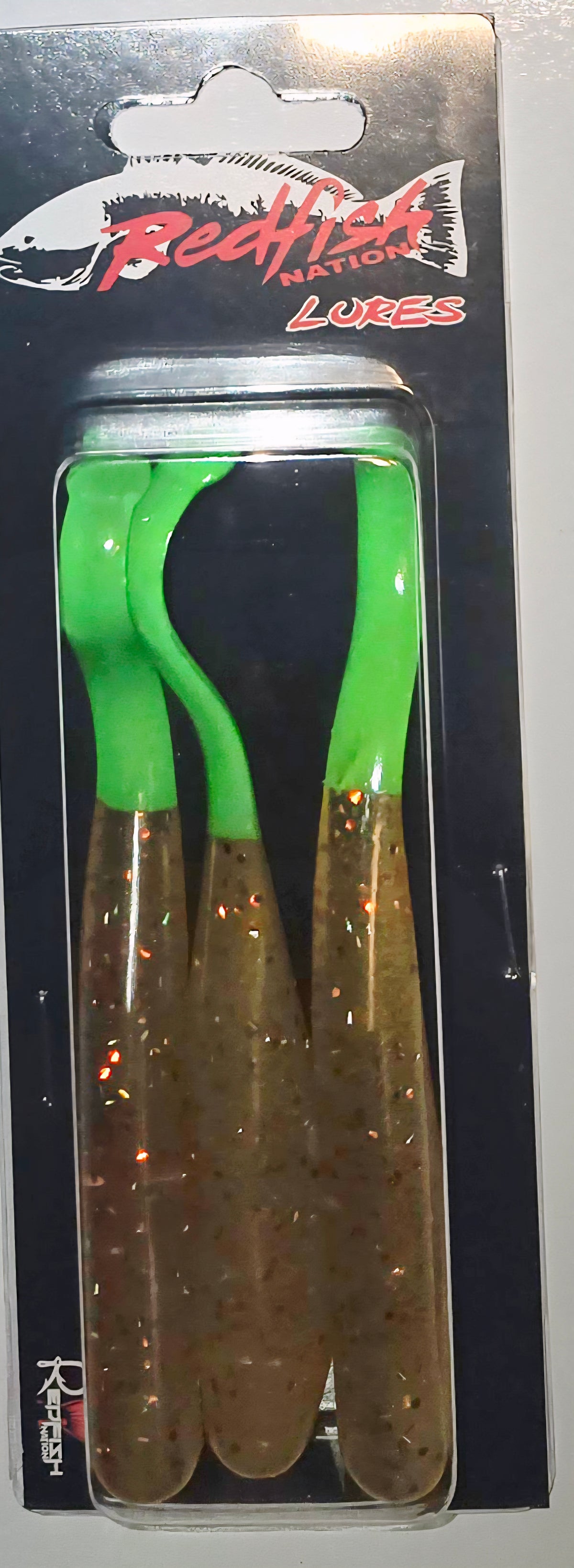 Wacky Tail Paddle Fishing Lure - Shrimp Brown / CHARTREUSE Green tail