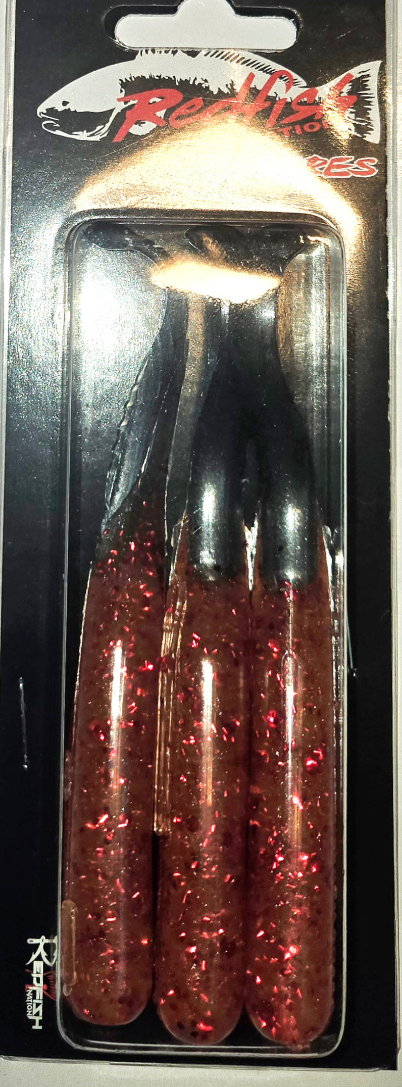 Wacky Tail Paddle Fishing Lure - Sparkling Red / Gun Metal Grey