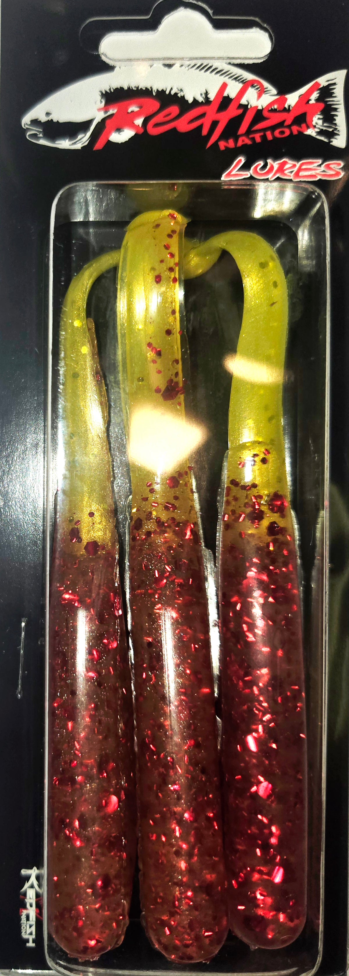 Wacky Tail Paddle Fishing Lure - Sparkling Red / CHARTREUSE