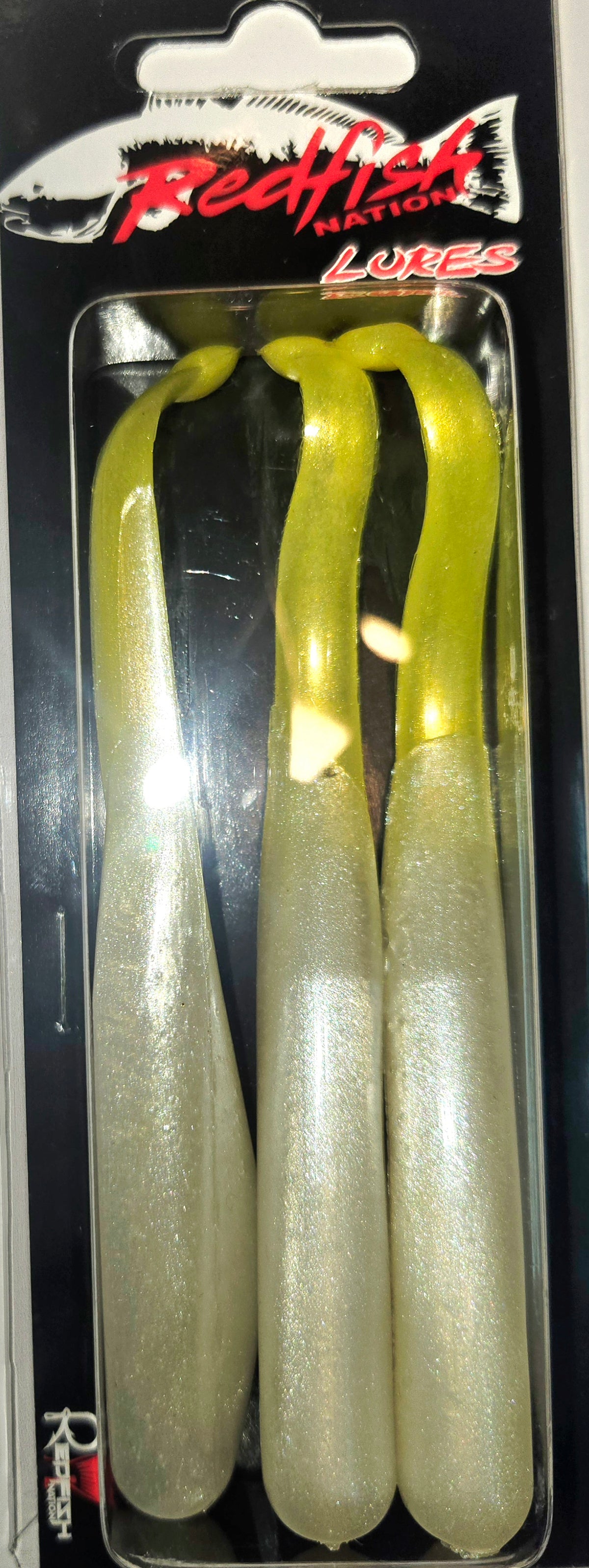 Wacky Tail Paddle Fishing Lure - White / Yellow tail