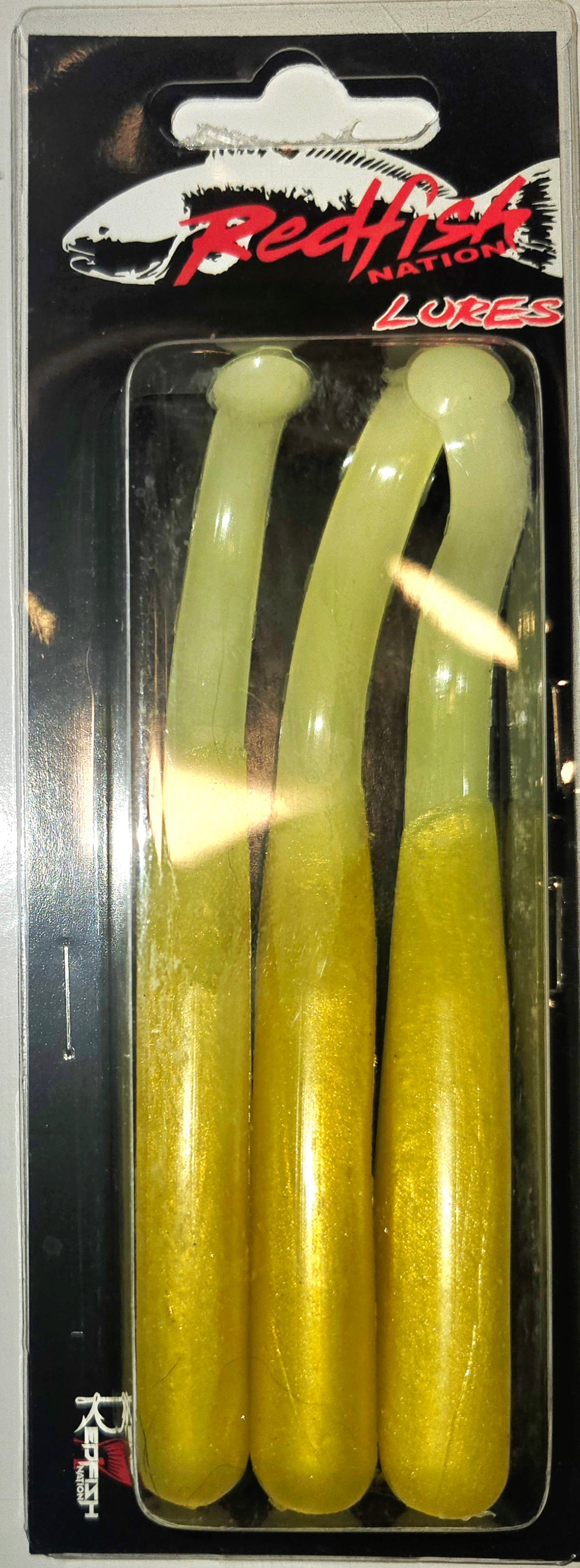 Wacky Tail Paddle Fishing Lure - Yellow / White tail