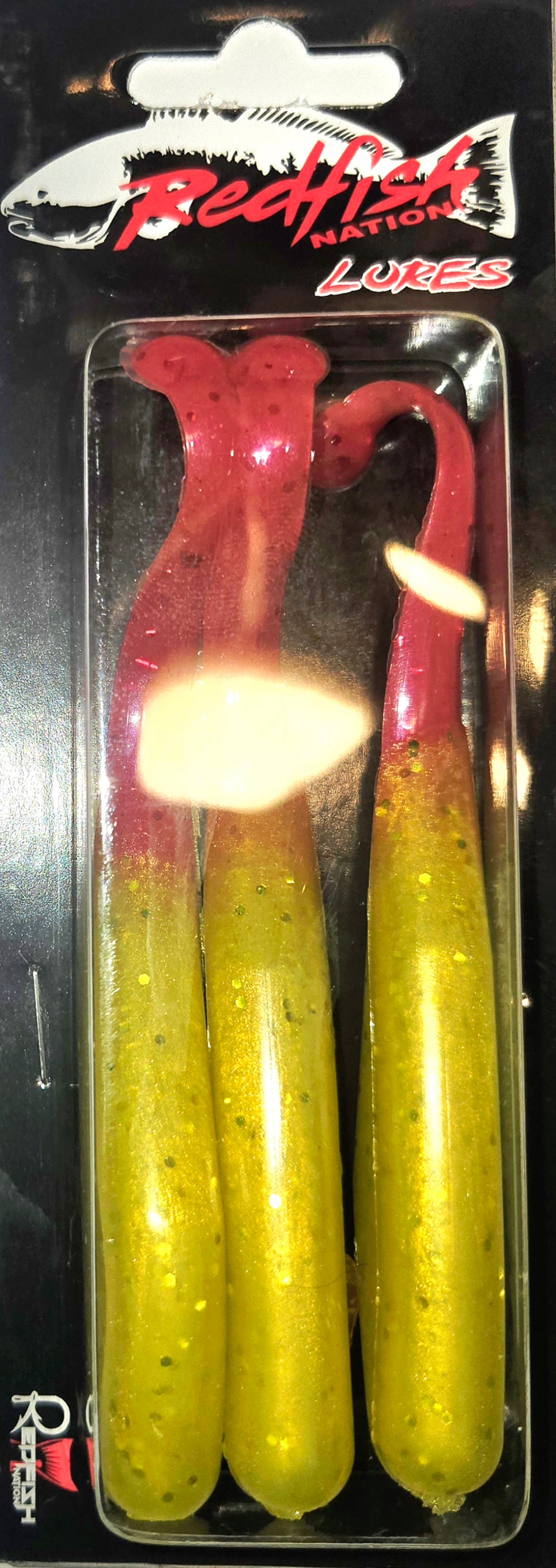 Wacky Tail Paddle Fishing Lure - Florescent Yellow / Red Tail