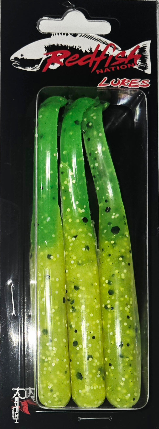 Wacky Tail Paddle Fishing Lure - Chartreuse  /Lime Green Tail
