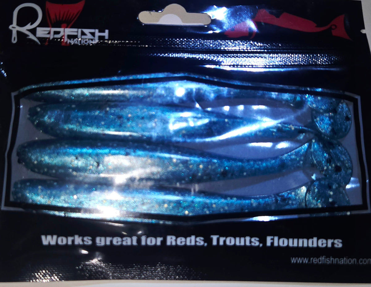 Soft Plastic Paddle Tail Lures 4 3/4" Slim Shady - POX - Blue