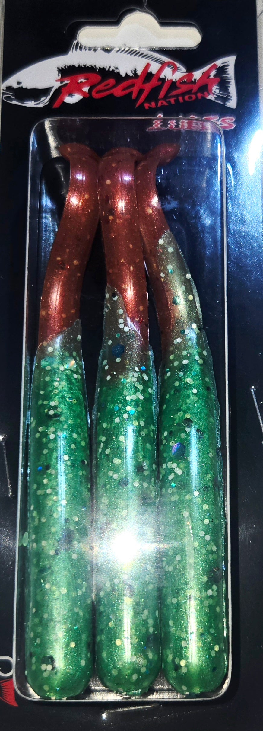 Wacky Tail Paddle Fishing Lure - POX - Green - Bronze Tail