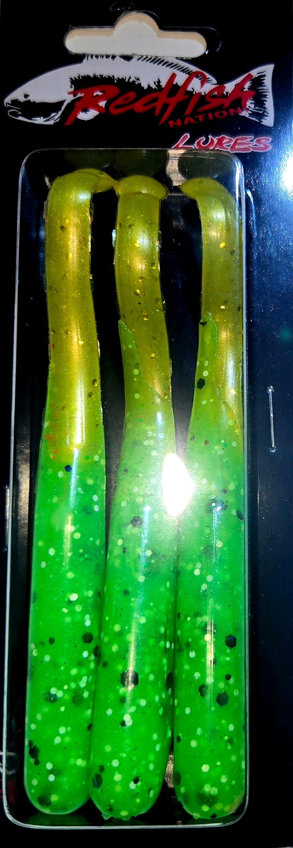 Wacky Tail Paddle Fishing Lure - POX - Green - Chartreuse Tail