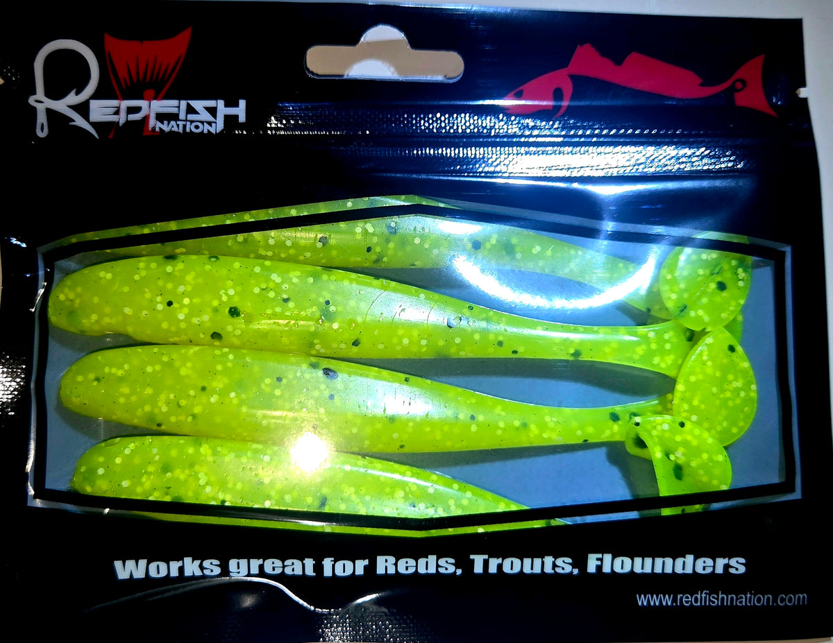 Soft Plastic Paddle Tail Lures 4 3/4" Slim Shady - POX - Yellow