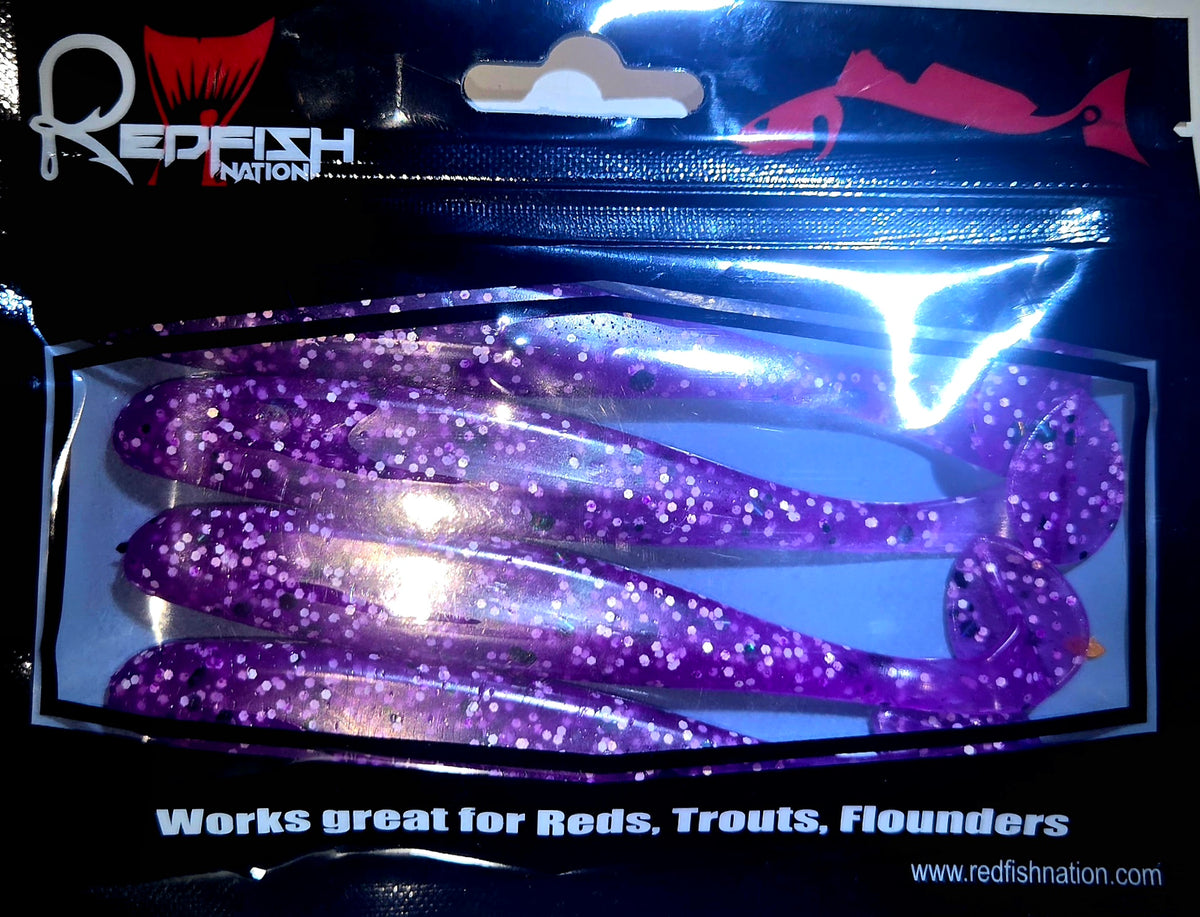 Soft Plastic Paddle Tail Lures 4 3/4" Slim Shady - POX - Purple