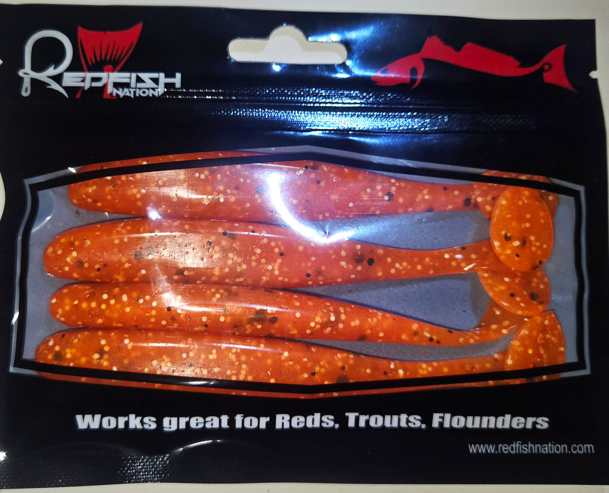 Soft Plastic Paddle Tail Lures 4 3/4" Slim Shady - POX - Orange