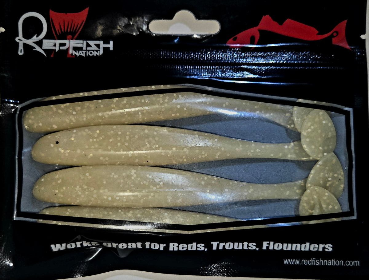Soft Plastic Paddle Tail Lures 4 3/4" Slim Shady - POX - Cream White