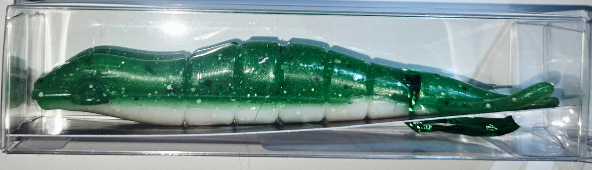 5" Big Mamba Rattle Shrimp Lure -  Green - Cream Belly