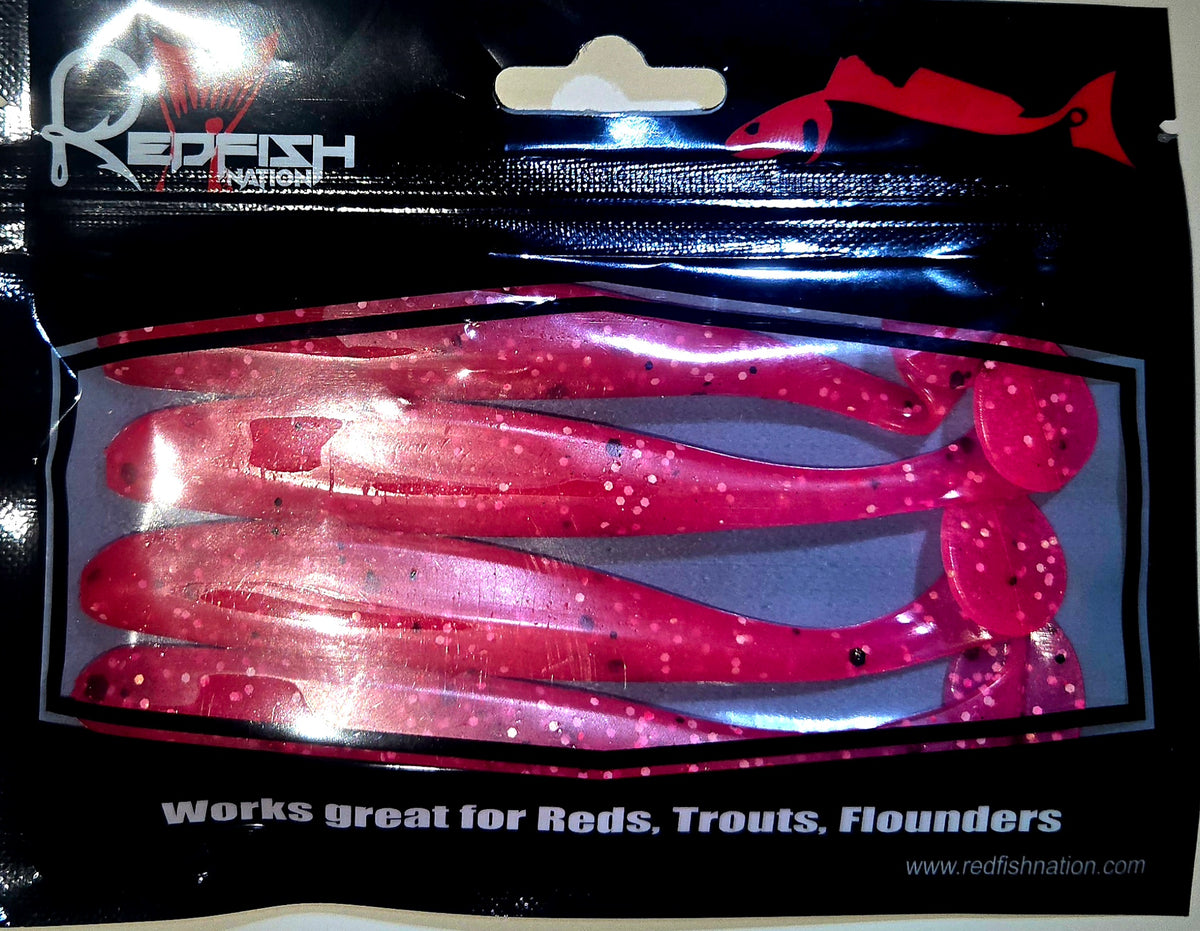 Soft Plastic Paddle Tail Lures 4 3/4" Slim Shady - POX - Pink