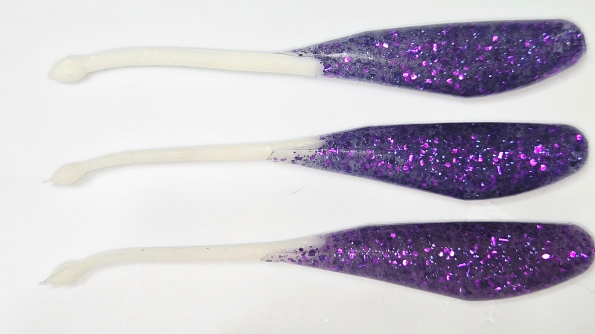 Wacky Tail Paddle Fishing Lure - G- Purple white tail