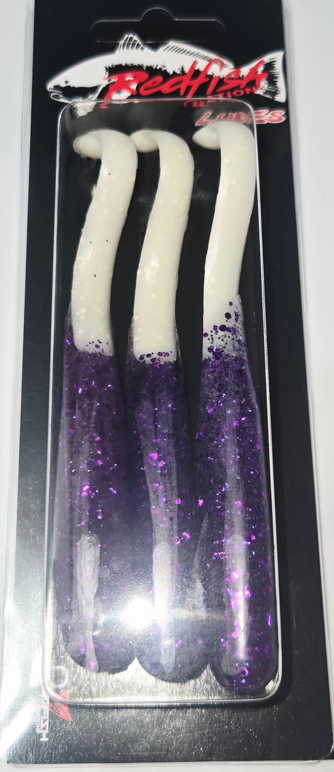 Wacky Tail Paddle Fishing Lure - G- Purple white tail