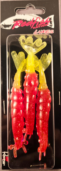 Redfish Nation 4" Soft Body Shrimp Soft Plastic Lure - Red Yellow tail