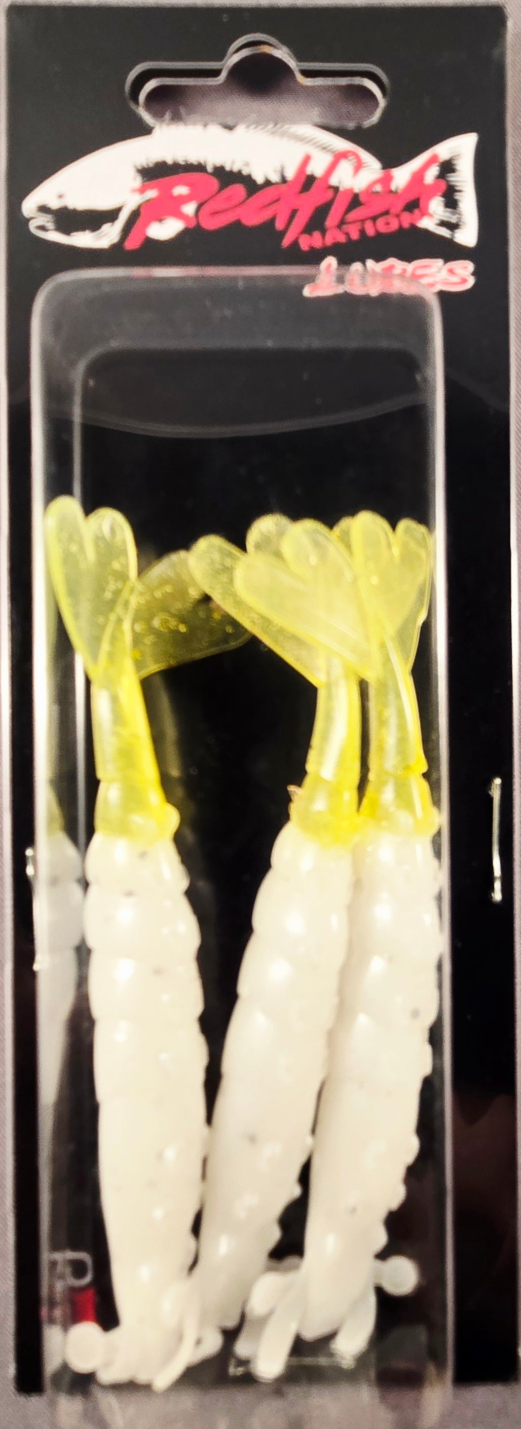 Redfish Nation 4" Soft Body Shrimp Soft Plastic Lure - White - Yellow