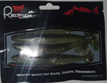 Soft Plastic Paddle Tail Lures 4 3/4"  -  Black - Green